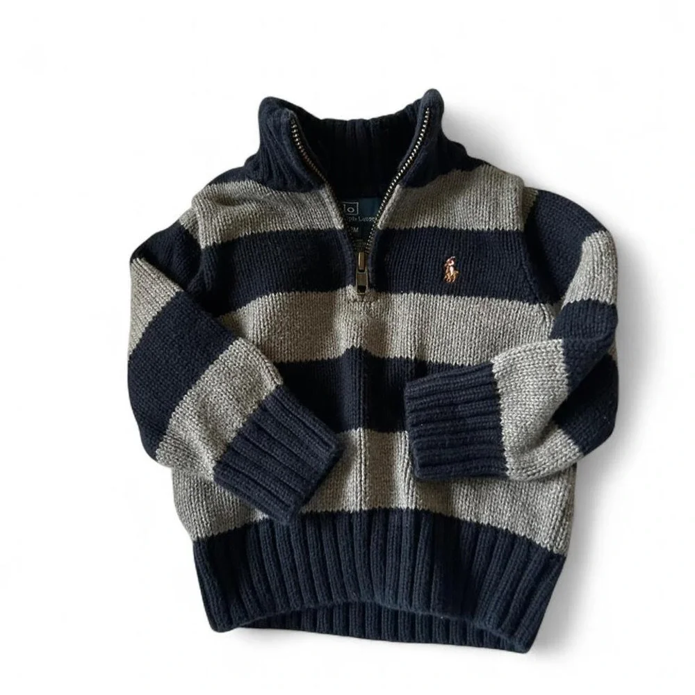Ralph Lauren 12M striped sweater 1/4 zip knitted